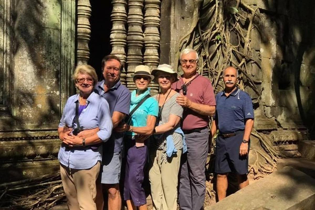 a group of people standing in front of a building