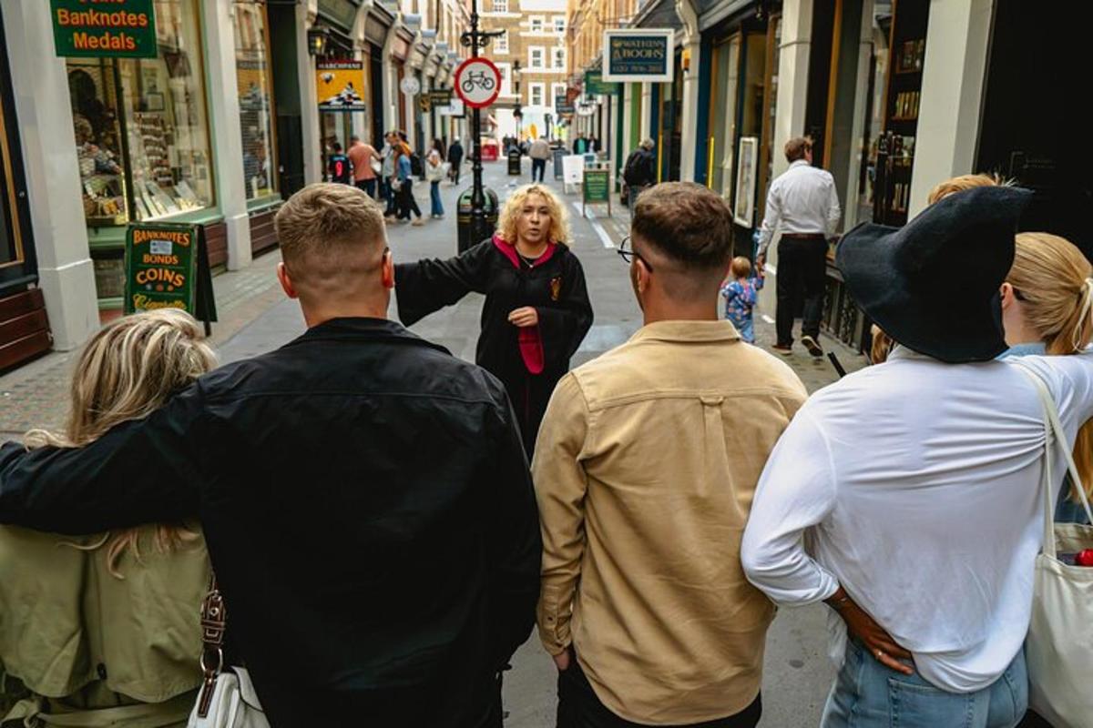 a group of people walking down a street