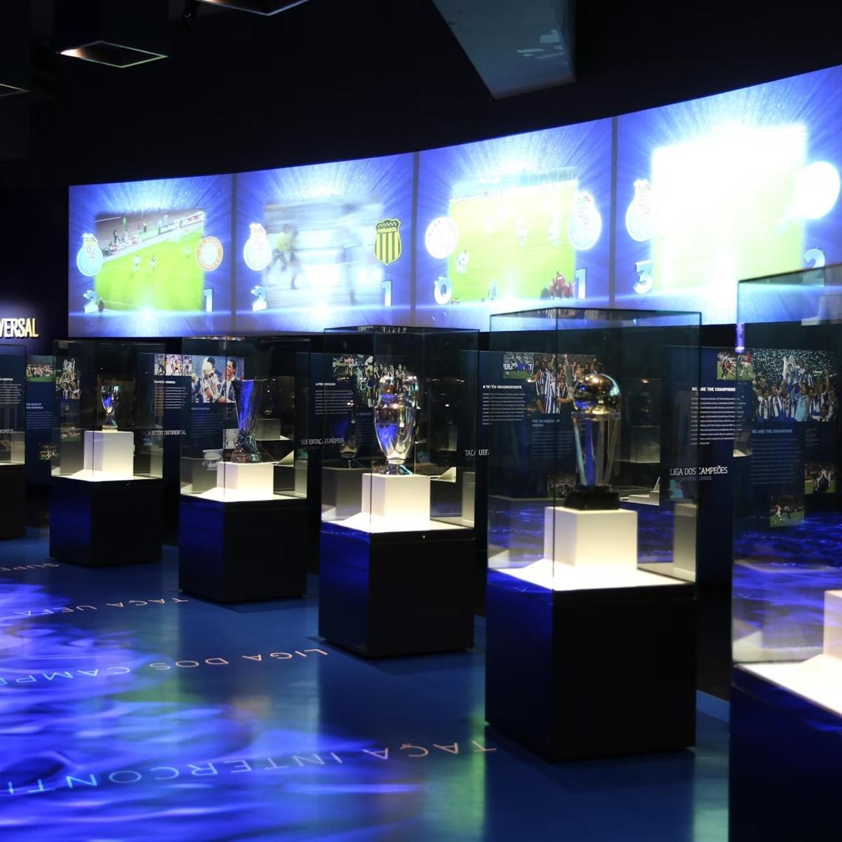 a room filled with lots of trophies on display