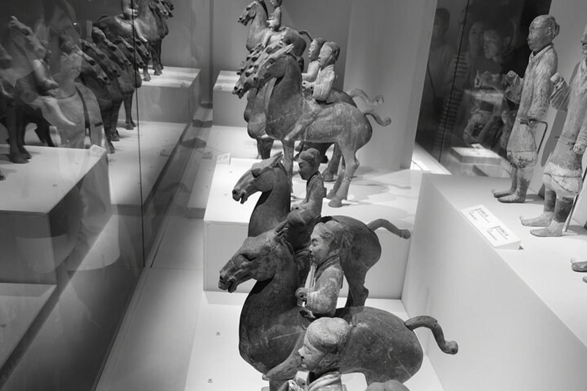 un gruppo di statue esposte in un museo