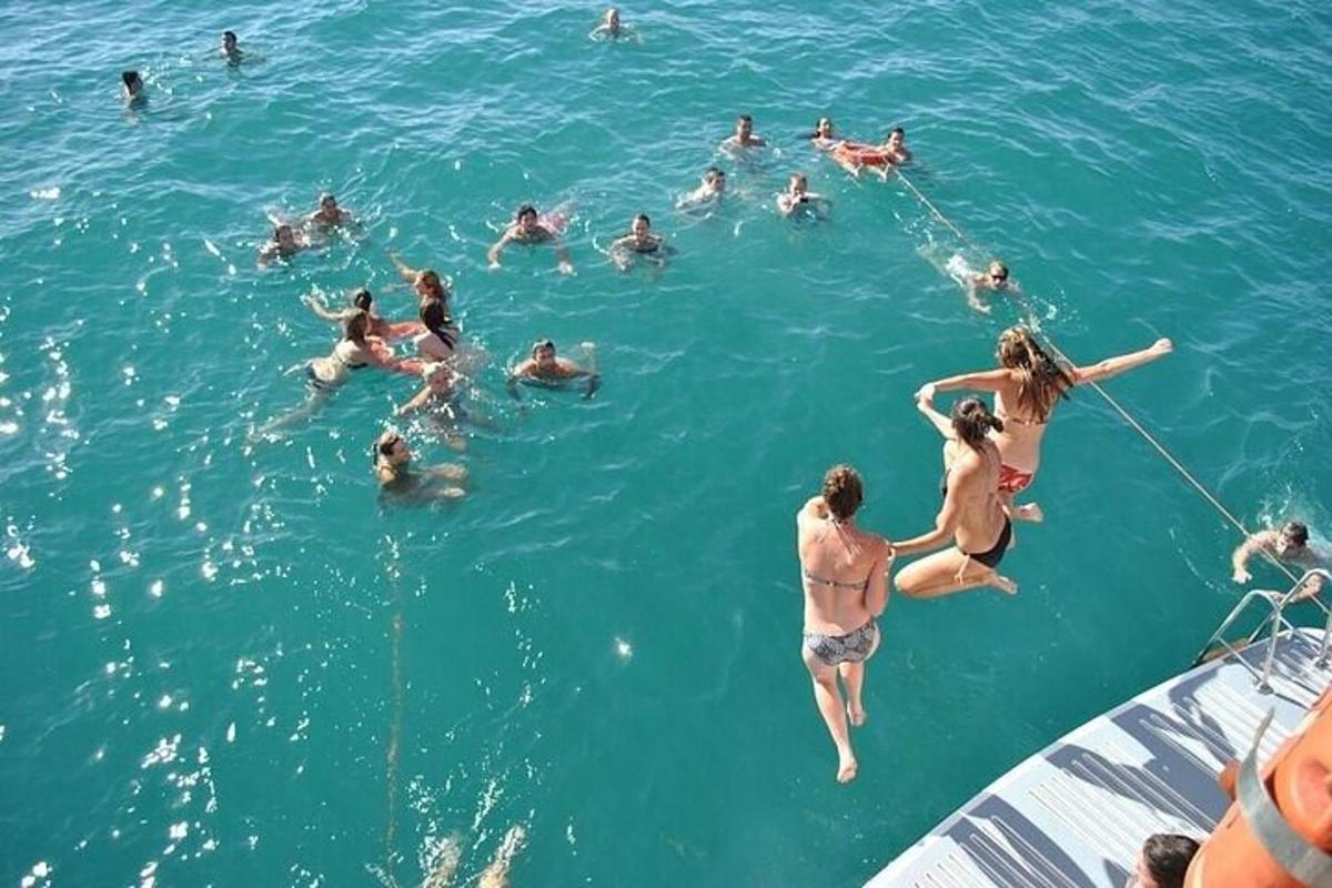 a group of people swimming in the water