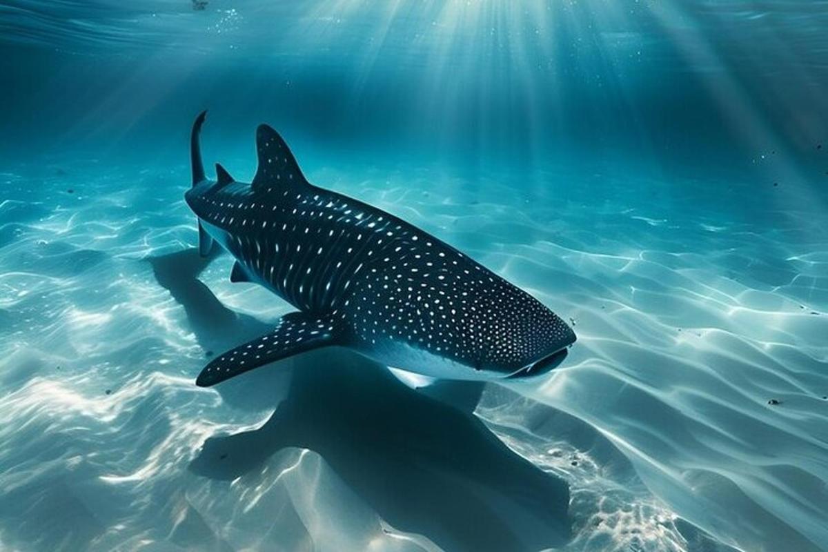 un tiburón ballena nadando en el agua