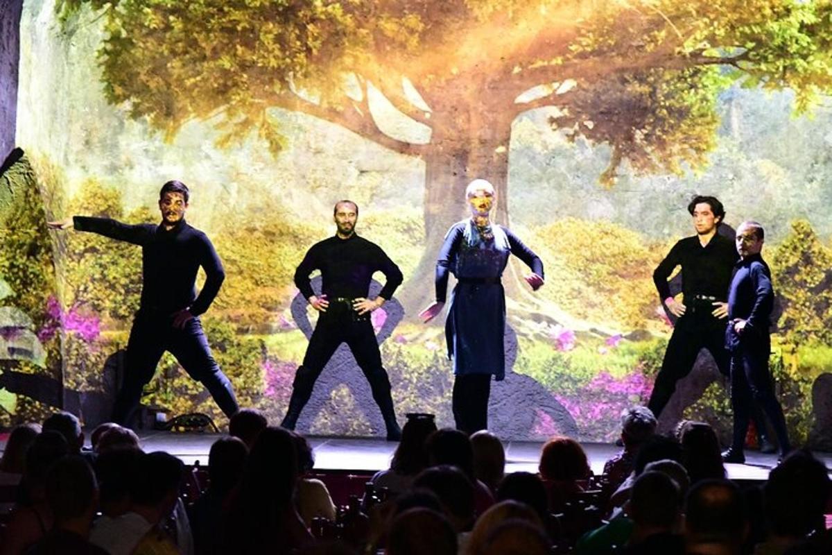 un grup de bărbați pe o scenă în fața unei mulțimi