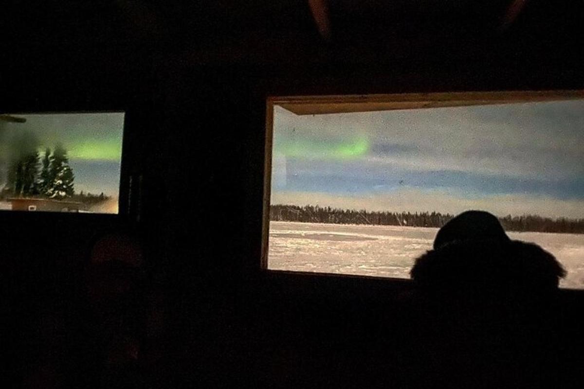 inimene vaatab aknast välja talvist vaadet
