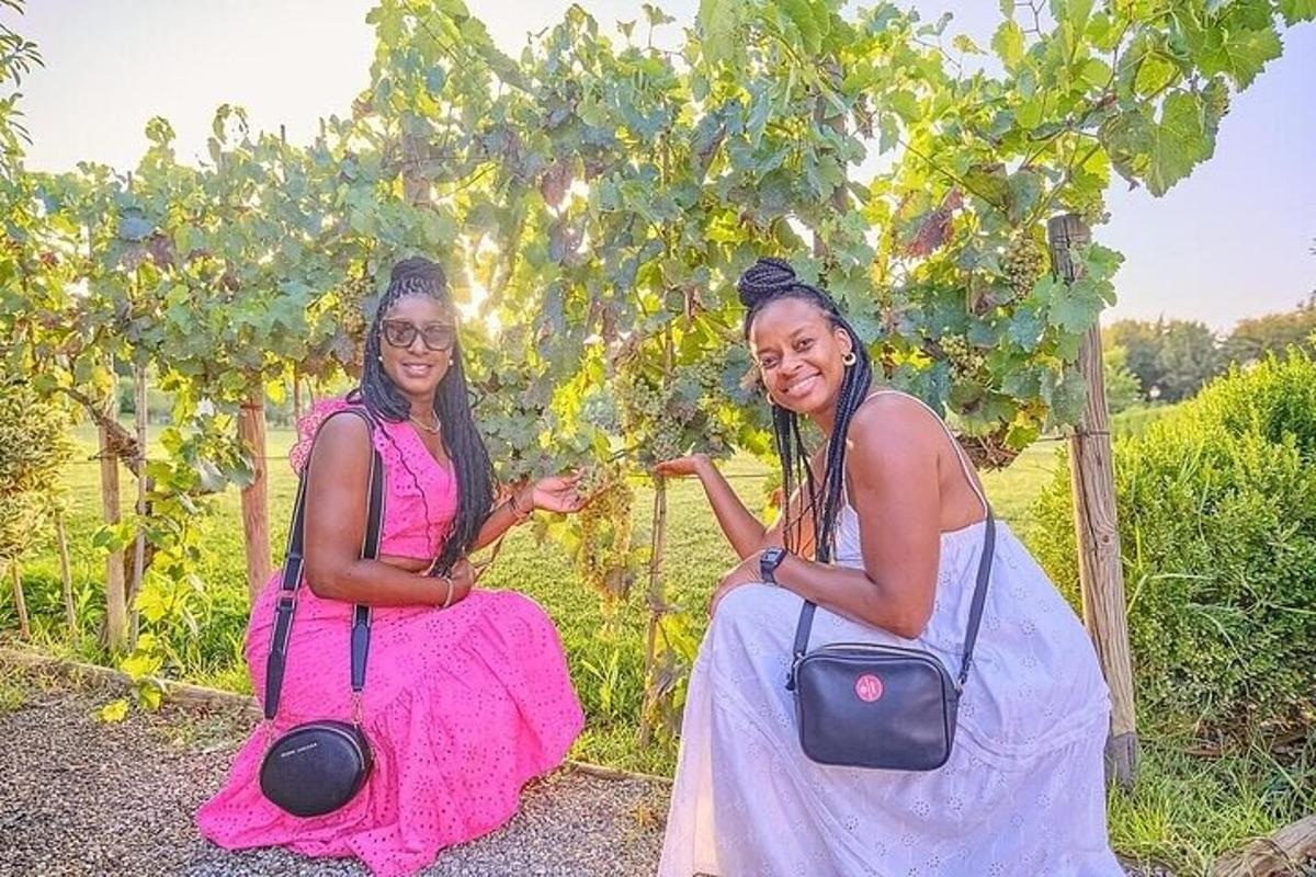 duas mulheres de vestido sentadas sob uma árvore