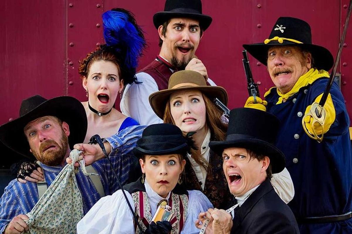 a group of people dressed up in hats