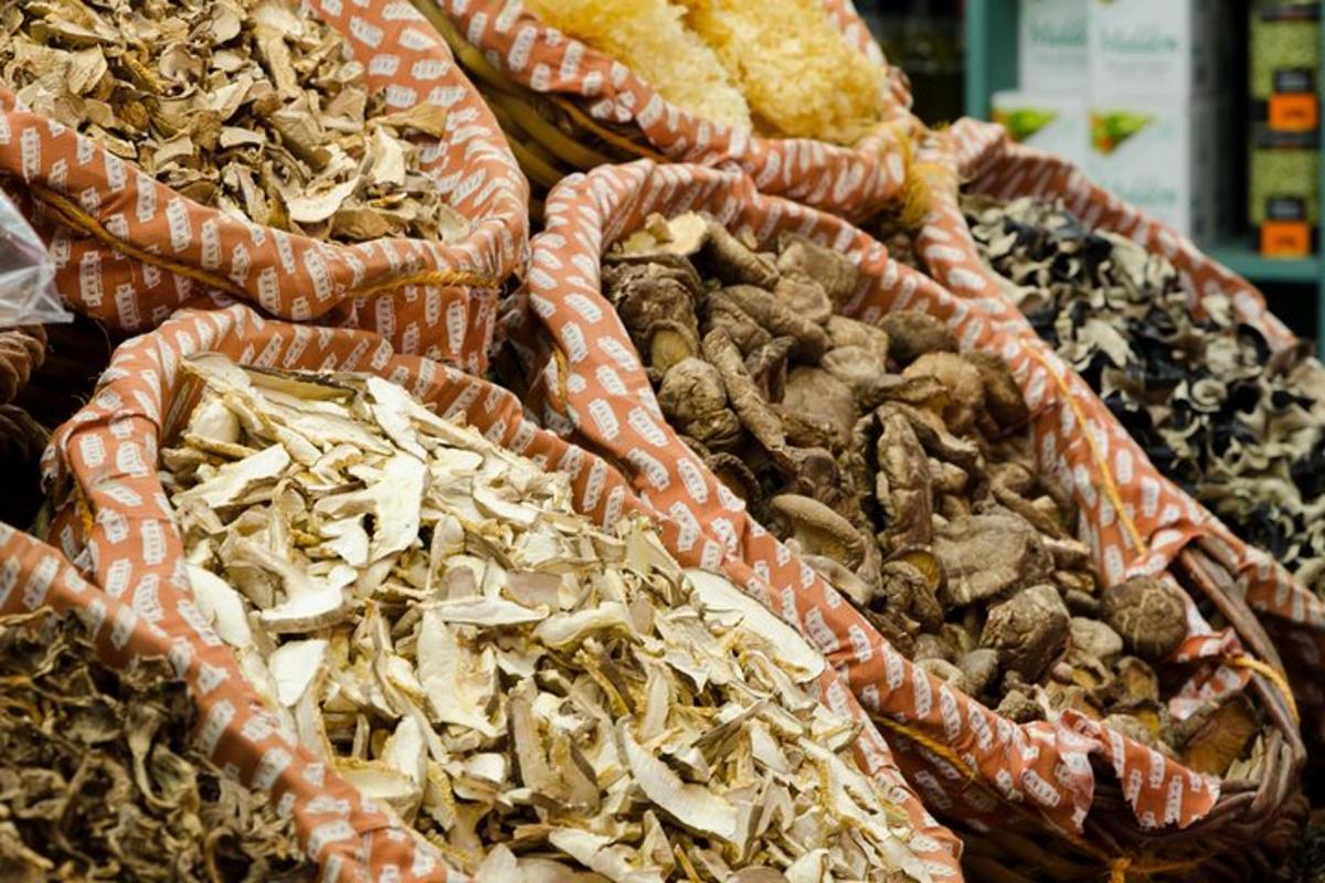 paparan pelbagai jenis cendawan dalam bakul