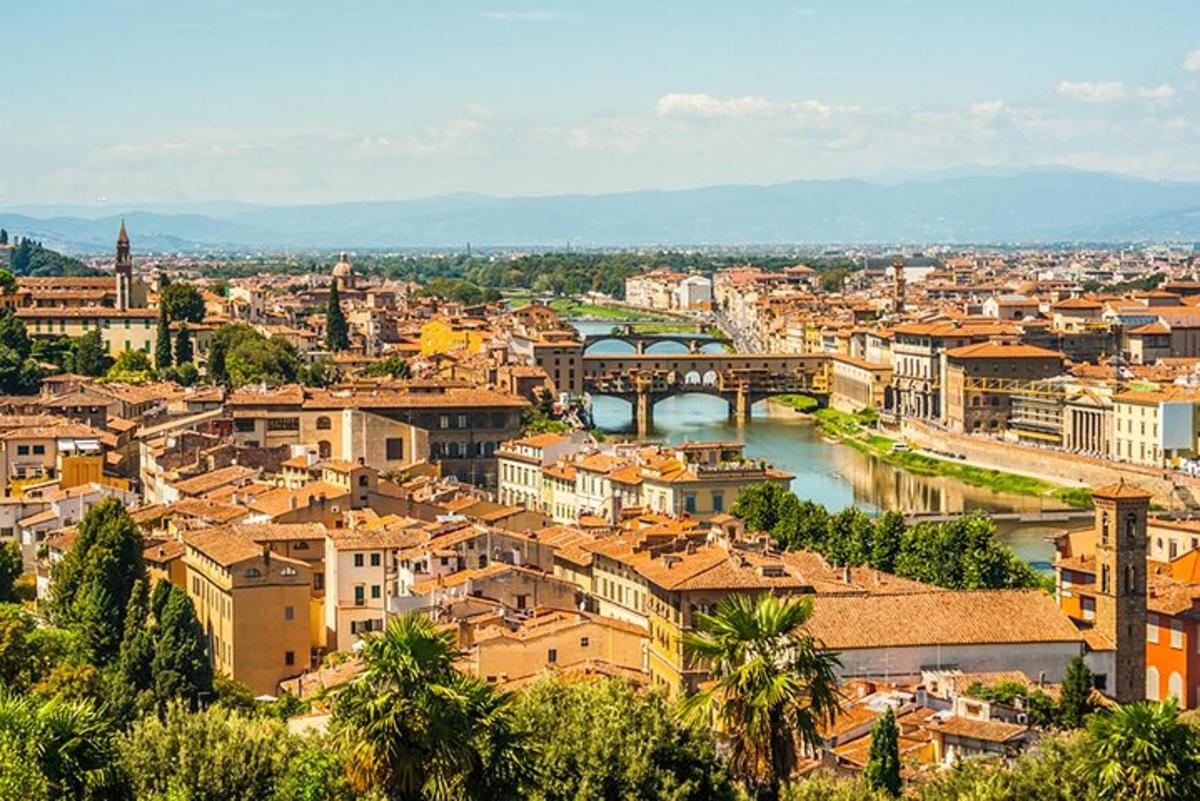 a view of a city with a river and buildings