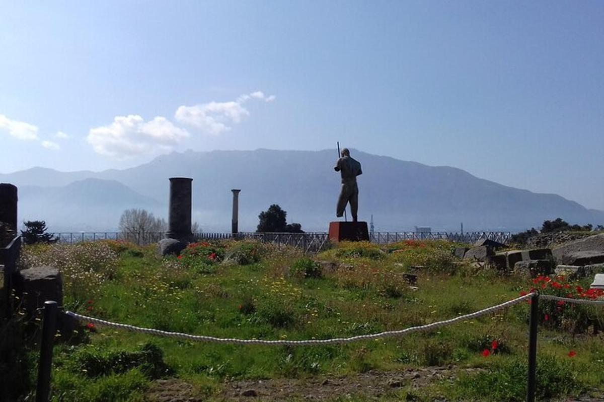 en statue av en mann som står på toppen av et jorde