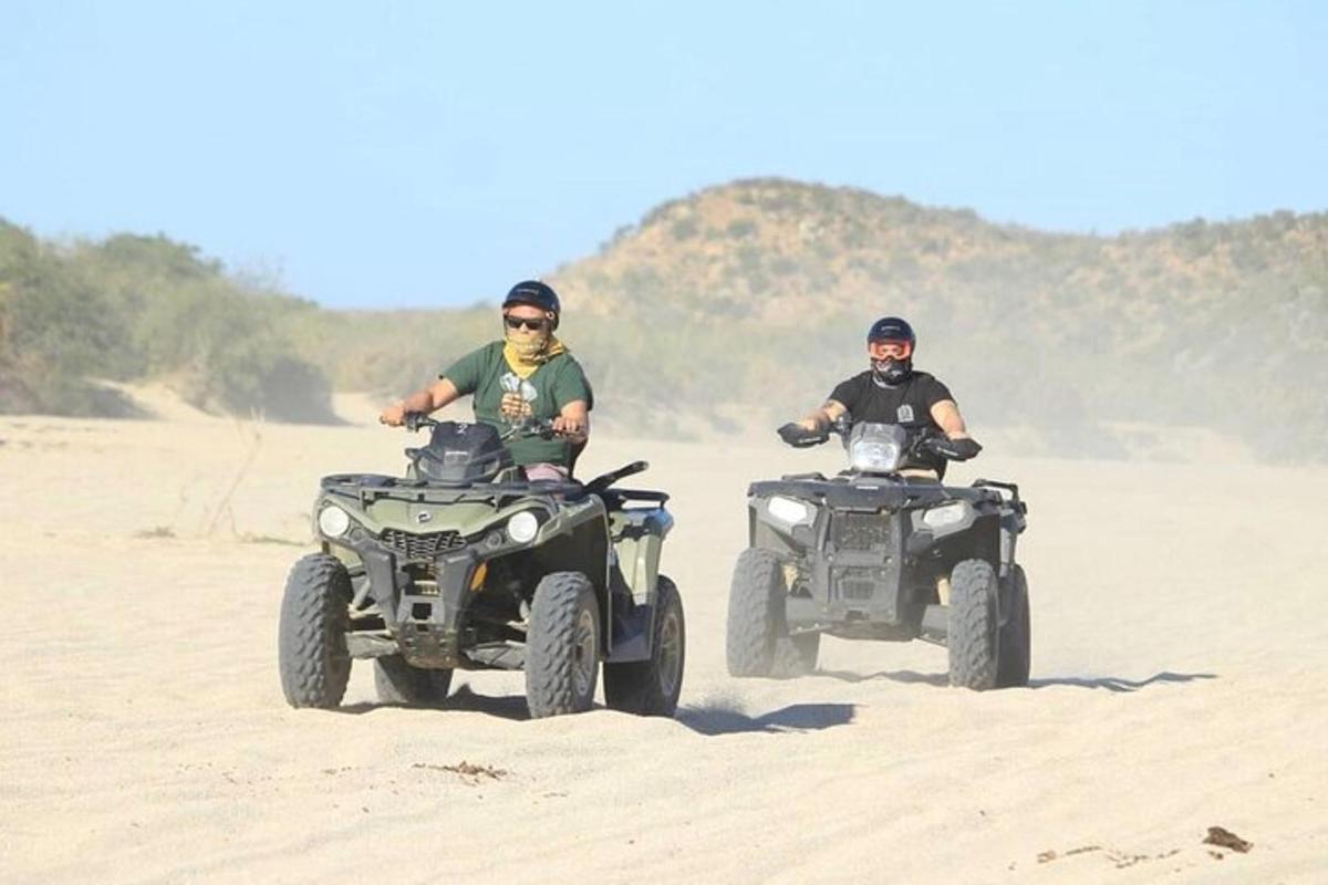 due persone che guidano quad nel deserto