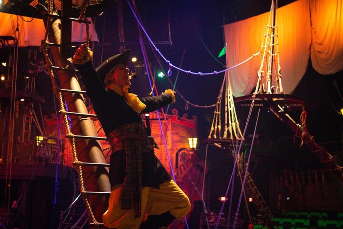 a man is in a circus with a man on a pole
