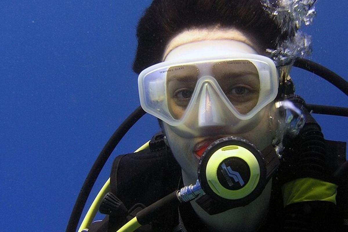 a person with a gas mask on their face