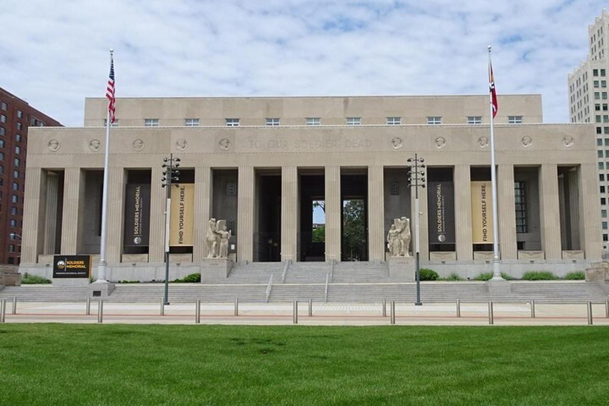 a building with two flags in front of it