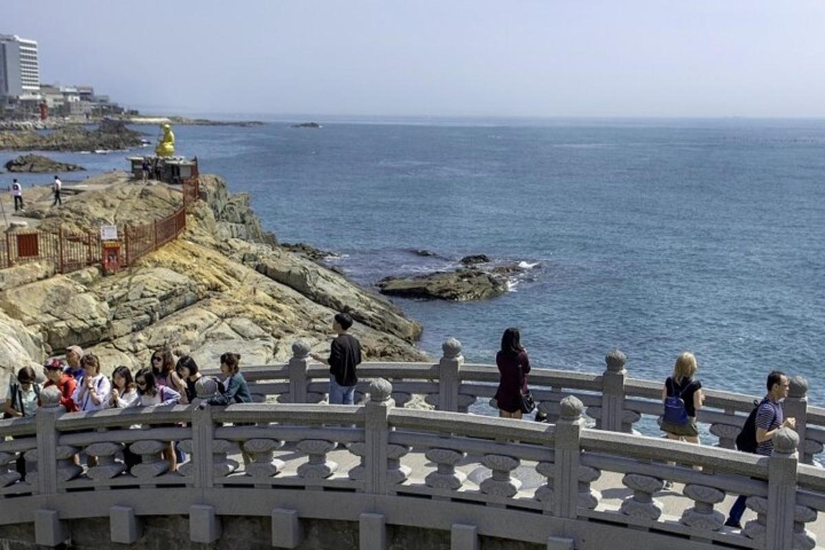 μια ομάδα ανθρώπων που κάθονται σε ένα περβάζι κοιτάζοντας τον ωκεανό
