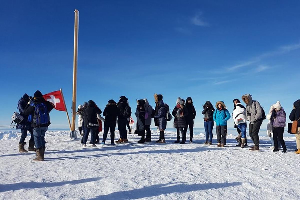 un gruppo di persone in piedi nella neve