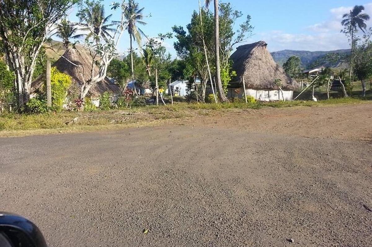 a view of an empty road with trees and houses