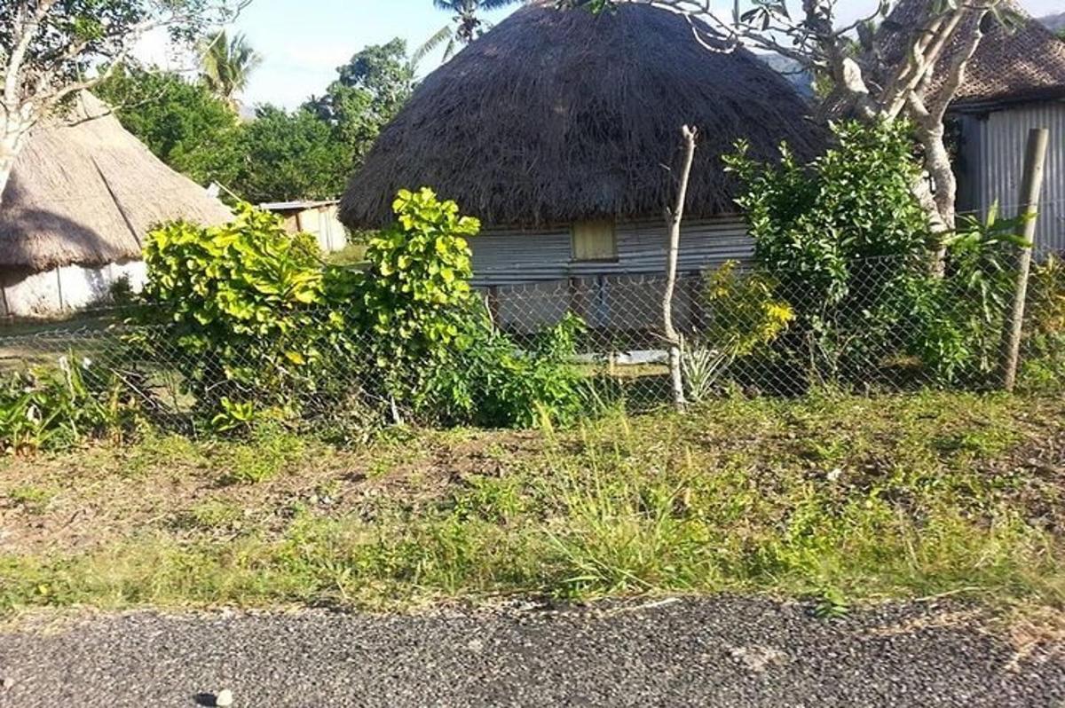 an old house with a thatched roof and grass