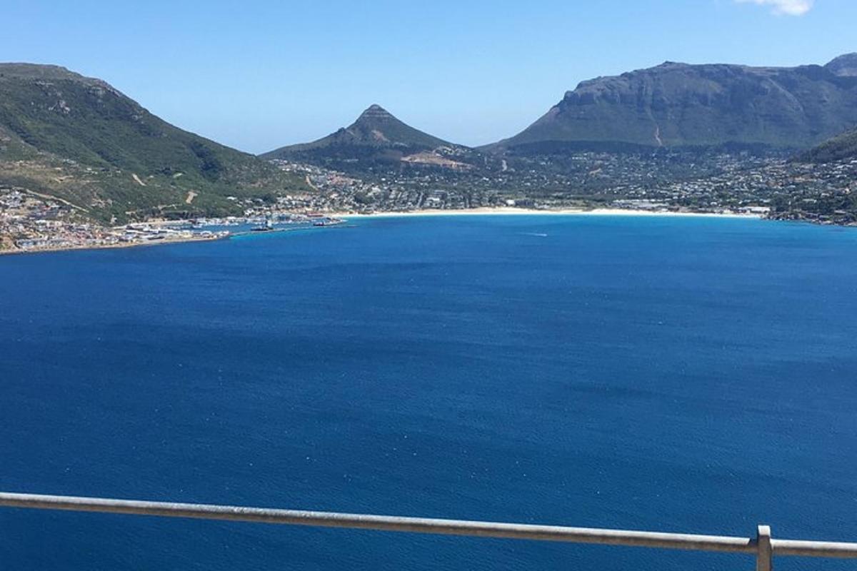 a view of a large body of water with mountains