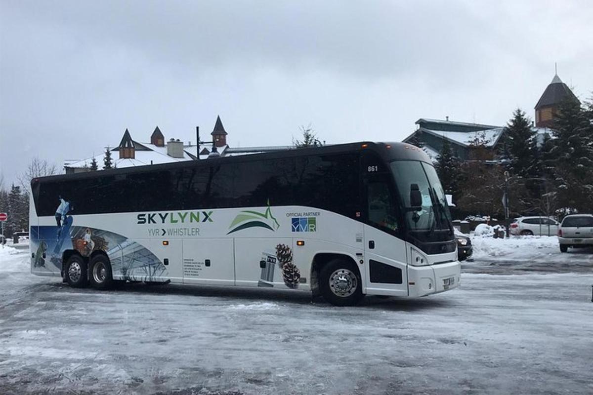 雪地里停在停车场的一辆巴士