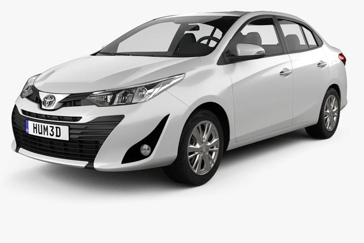 a white toyota prius hybrid car on a white background