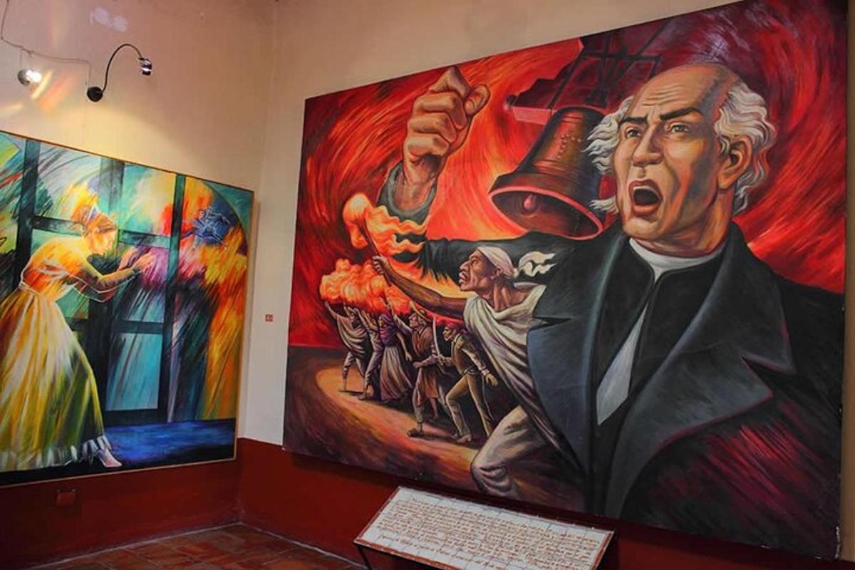a large painting on the wall of a room