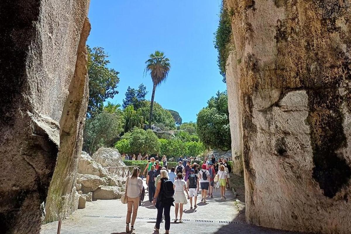 קבוצה גדולה של אנשים הולכת דרך מערה
