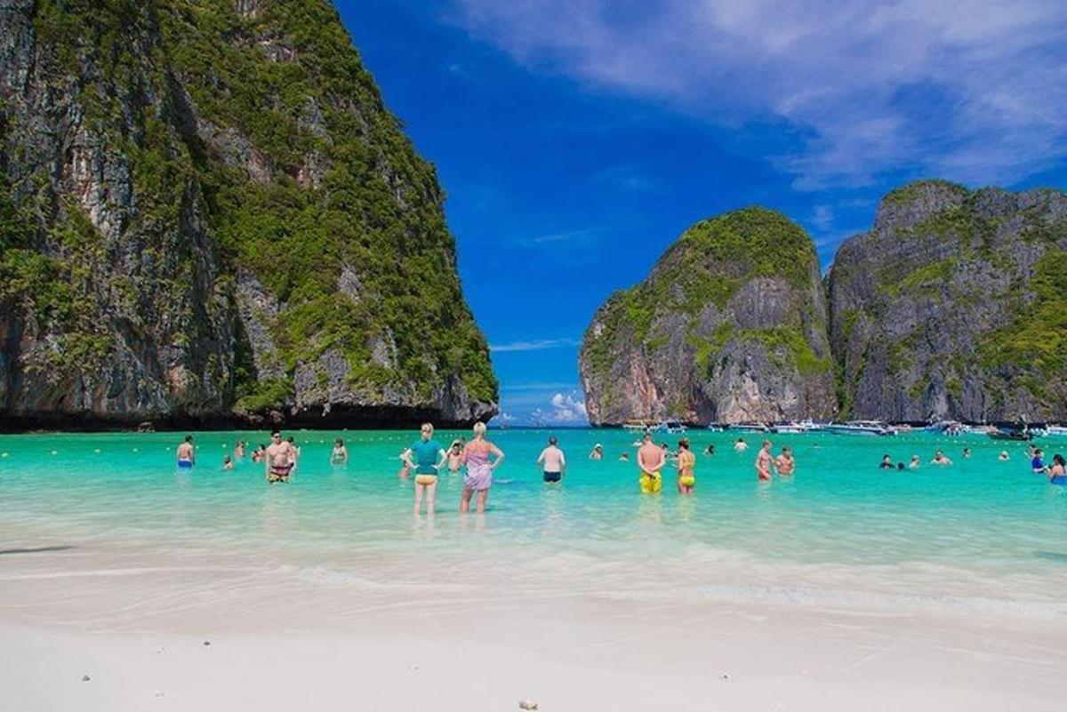 un gruppo di persone in acqua su una spiaggia