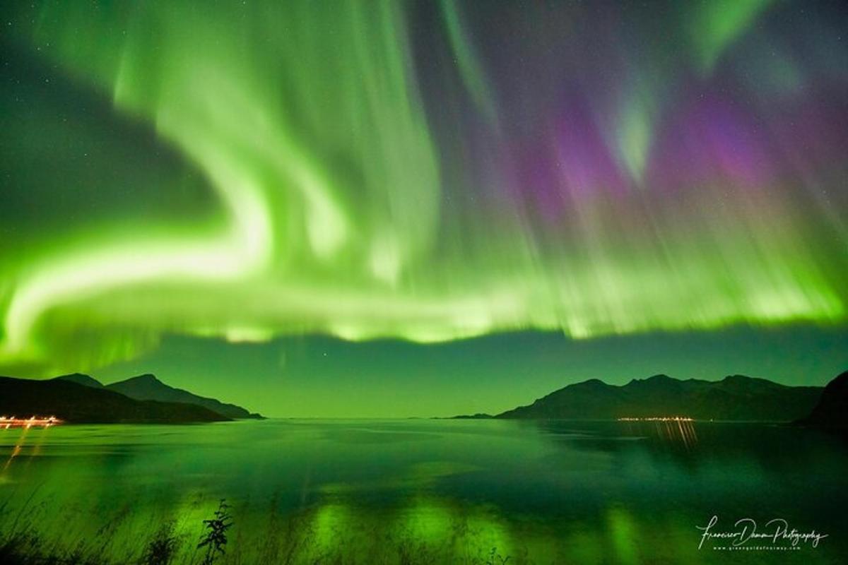 uma imagem da aurora boreal no céu