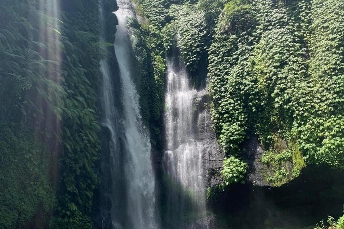 una vista aerea di una cascata nella giungla