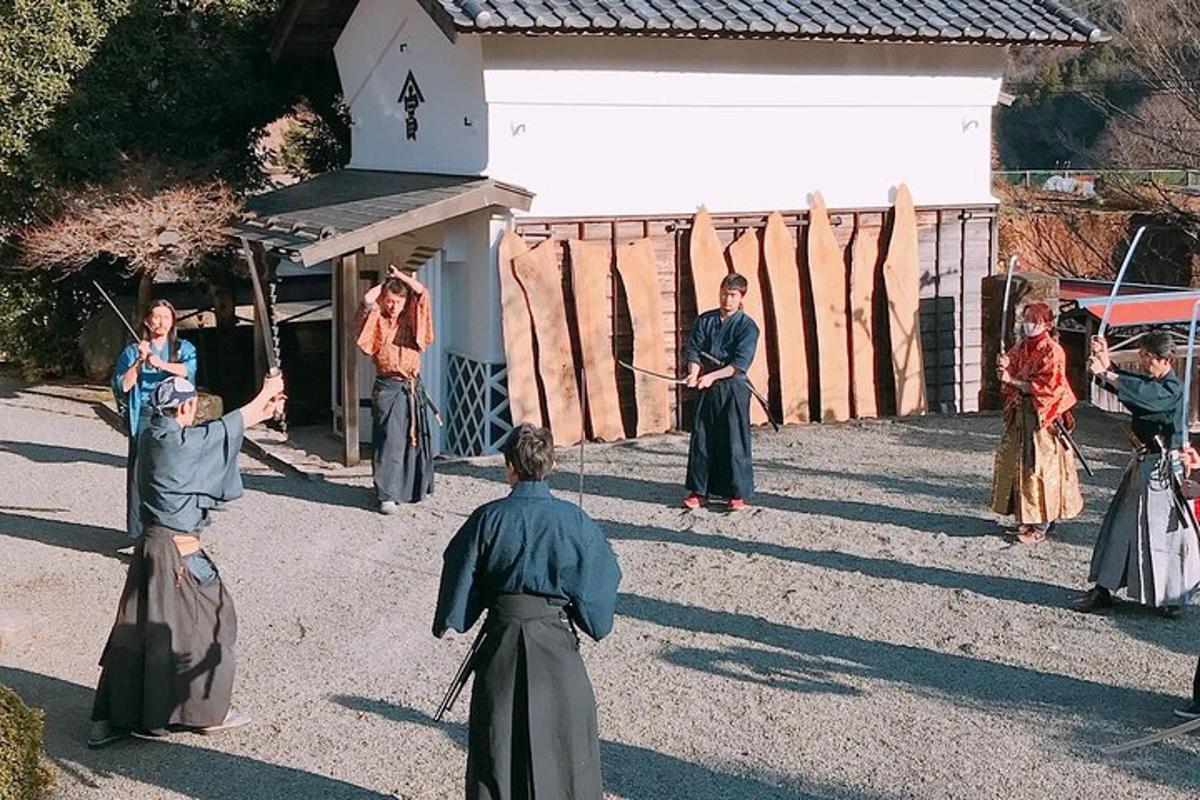 a group of people standing outside of a building