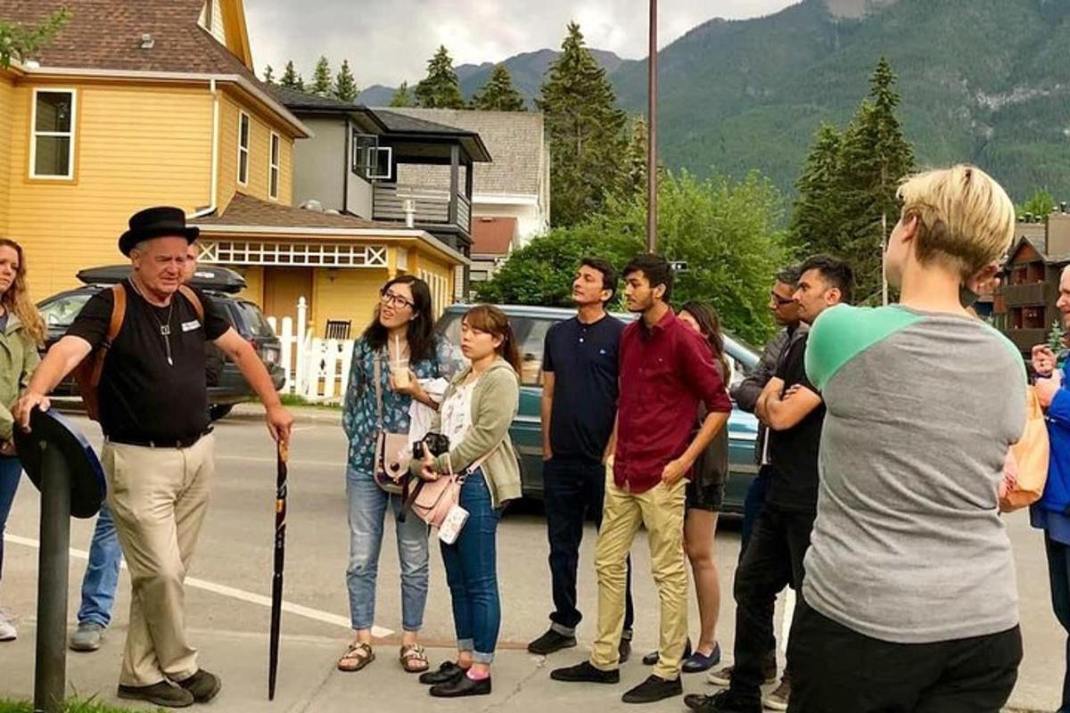 a group of people standing on a street