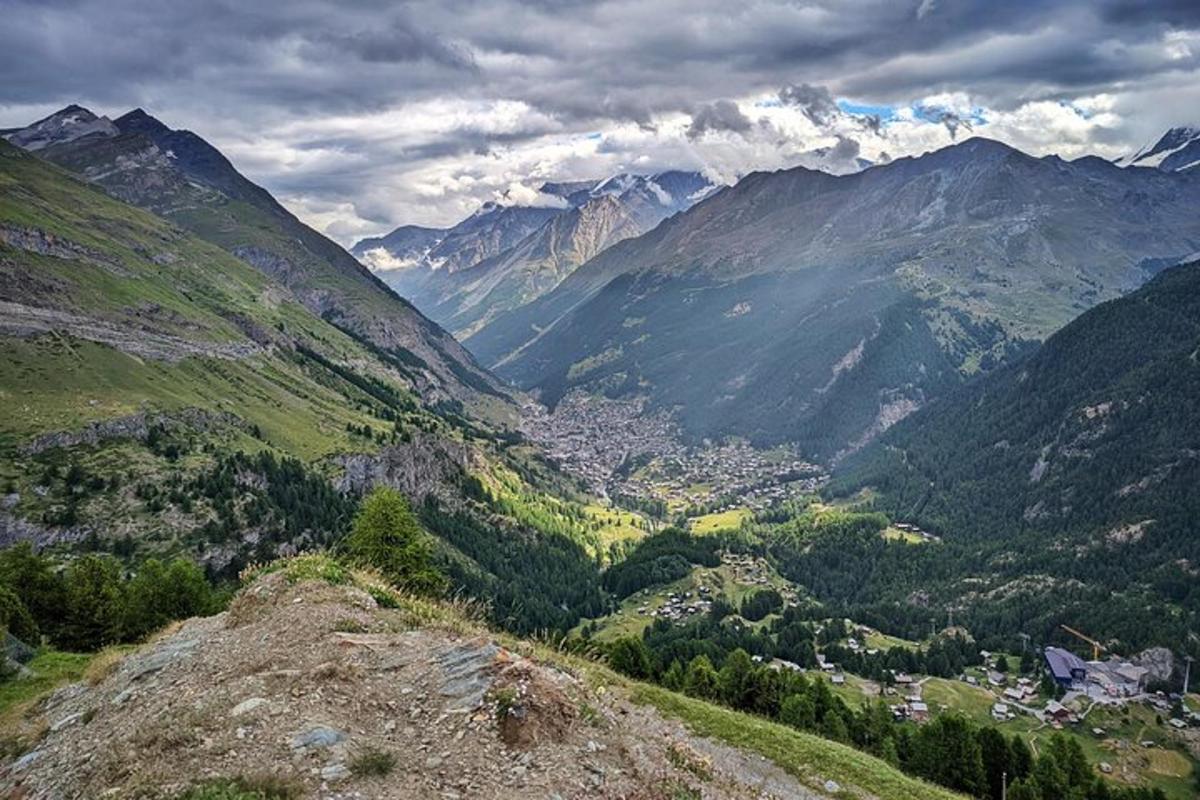 a view of a valley in a mountain range