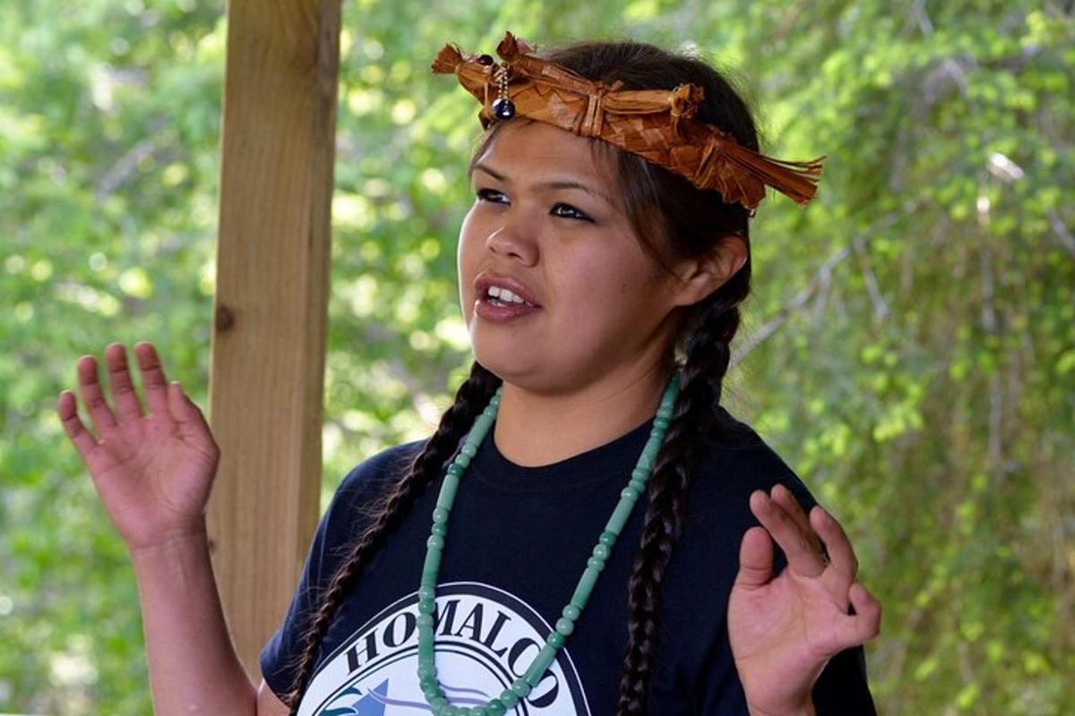 a young girl with braided hair and a headdress
