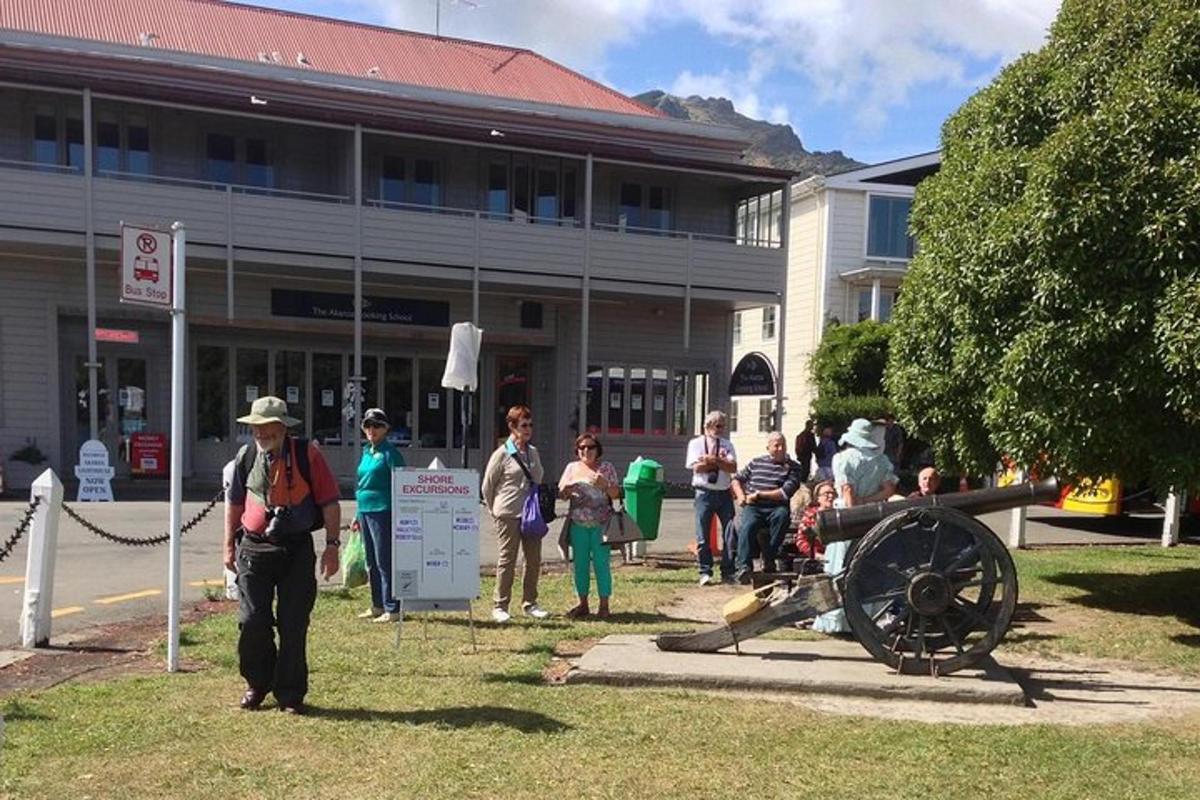 a group of people standing in front of a building