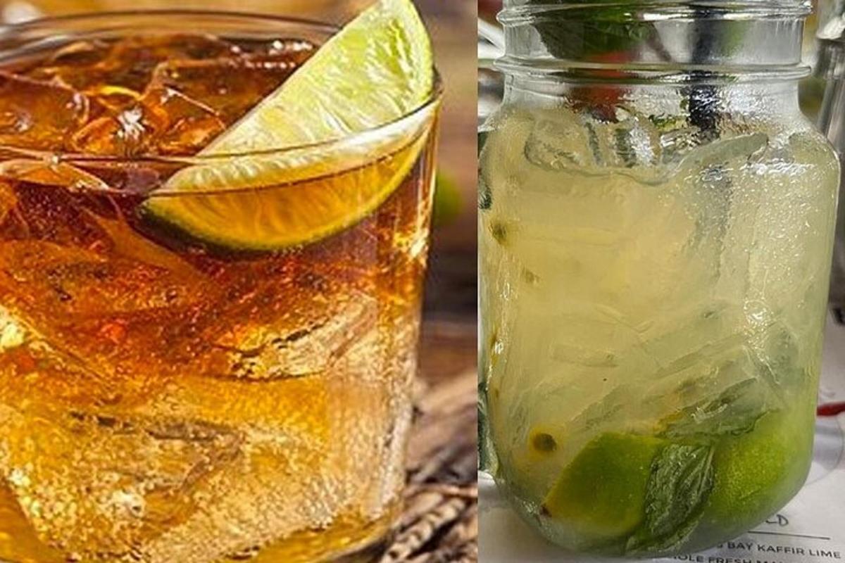 một lọ thủy tinh đựng đầy đồ uống có lát chanh