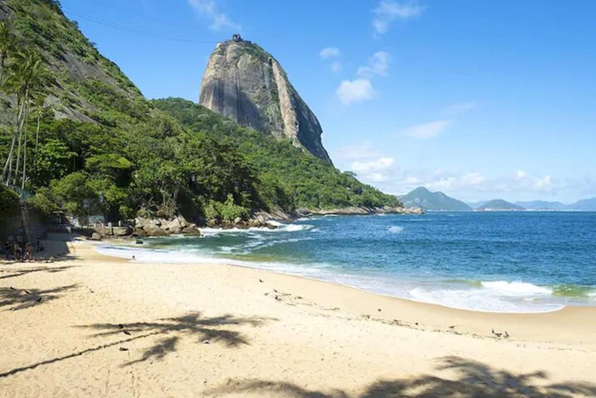 배경에 산이 있는 해변