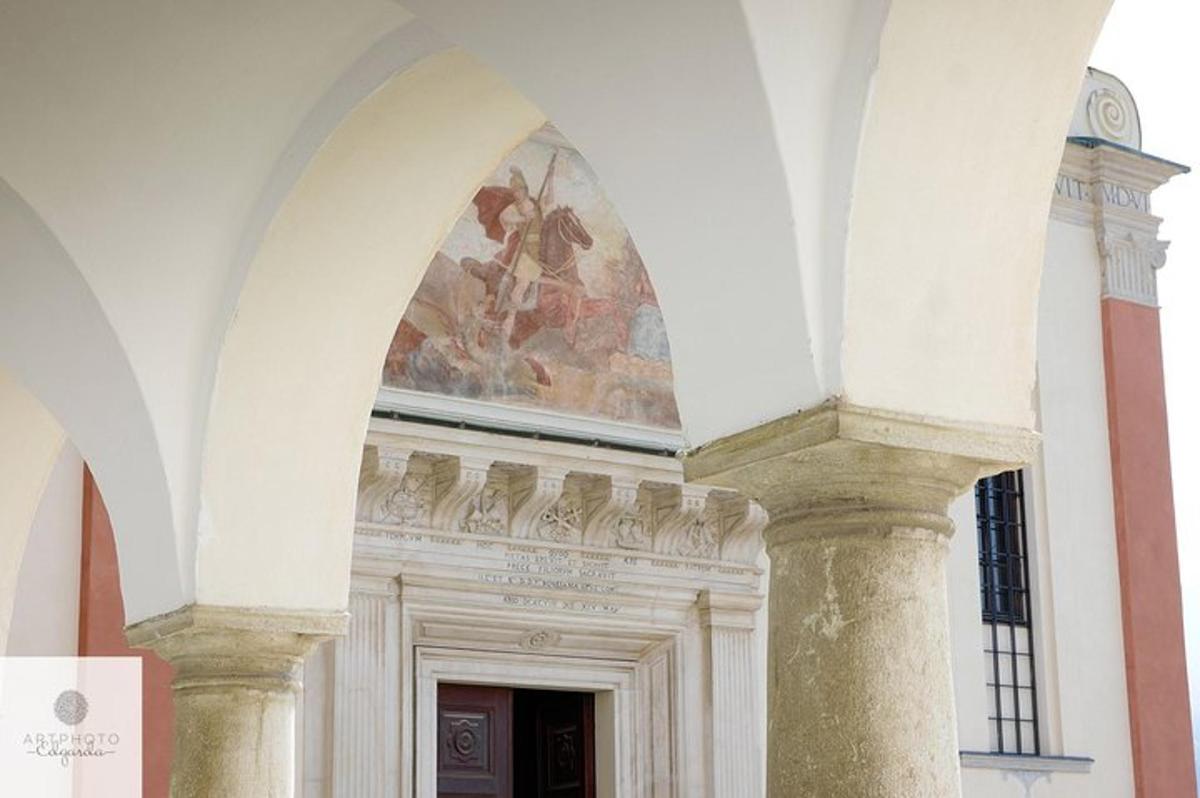 a building with a painting on the ceiling