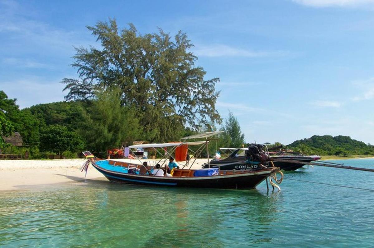 Dos barcos están atracados en la orilla de una playa