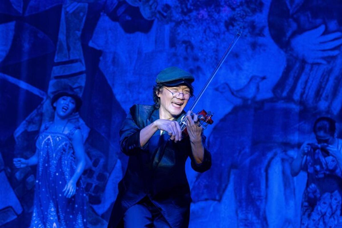 a woman playing a violin in a performance