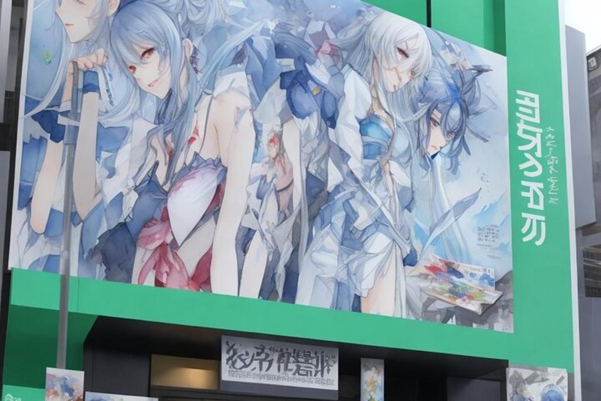 a billboard of anime characters on a building