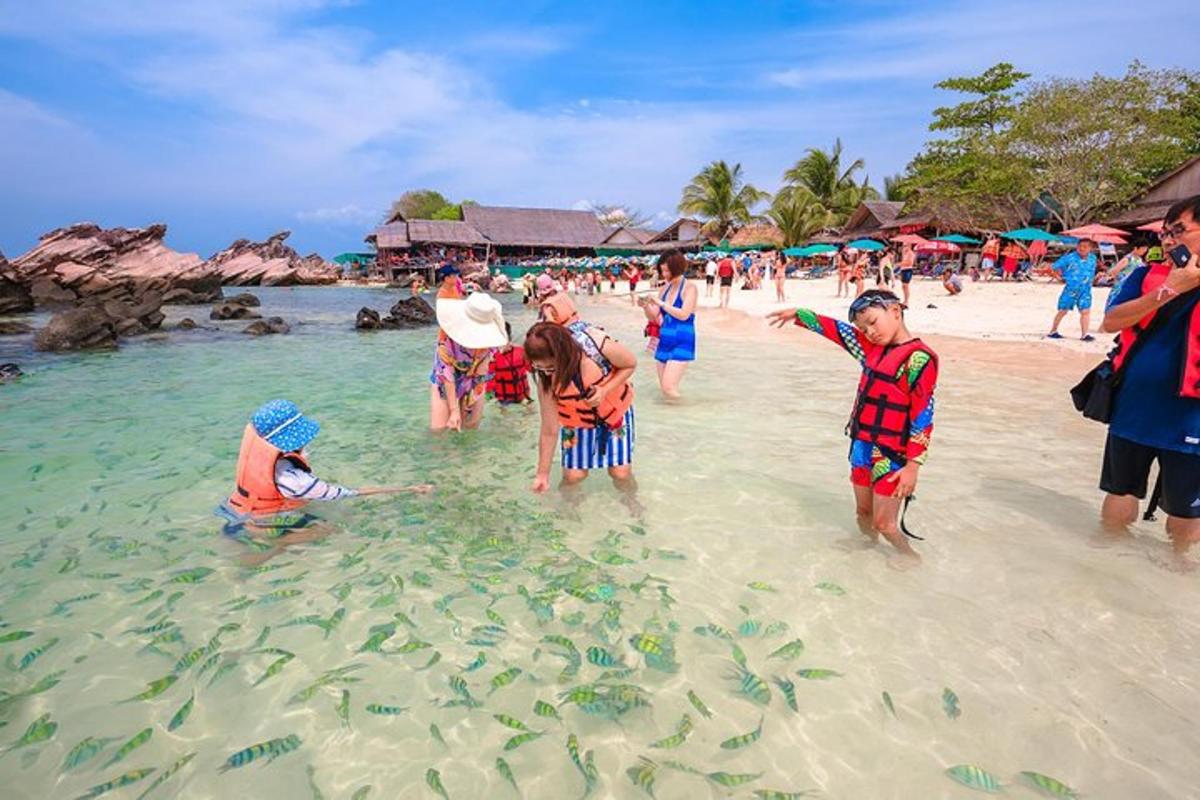 một nhóm người đang đứng trên bãi biển