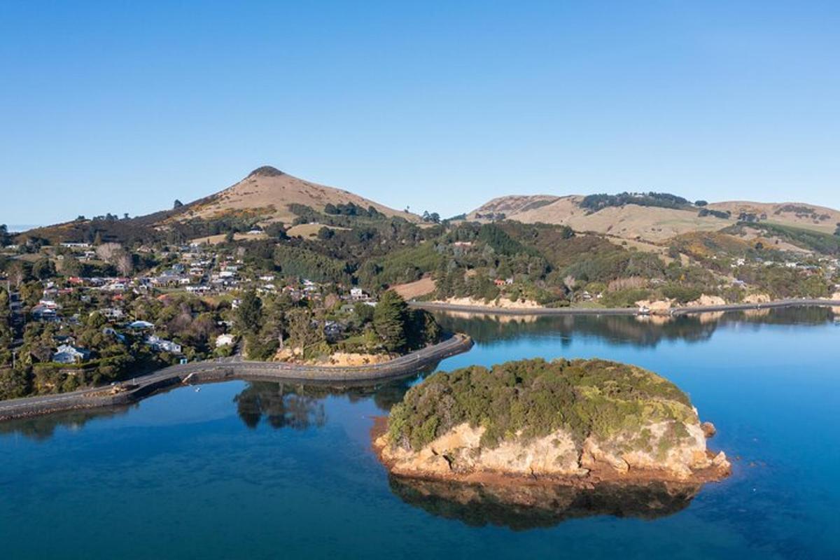 an island in the middle of a lake