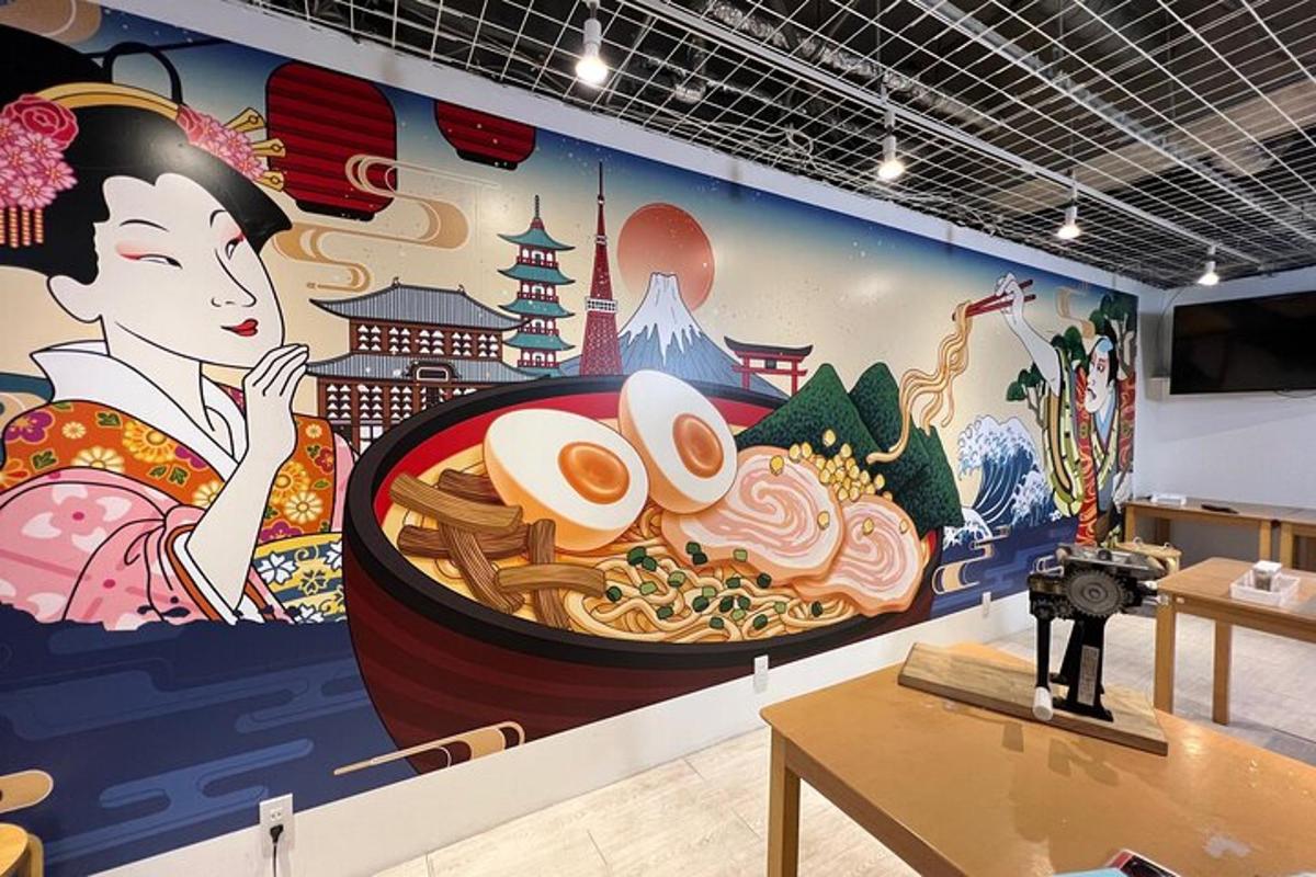 un mural d'una dona amb un bol de menjar