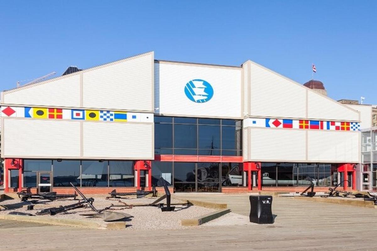 a building with flags on the side of it