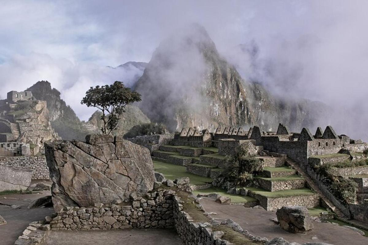 a view of a mountain with a bunch of ruins