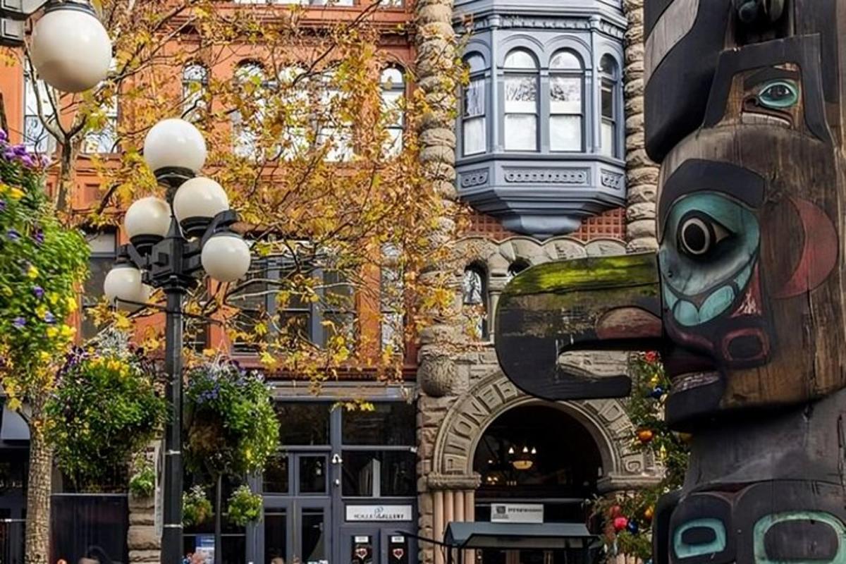 a building with a statue in front of a street light