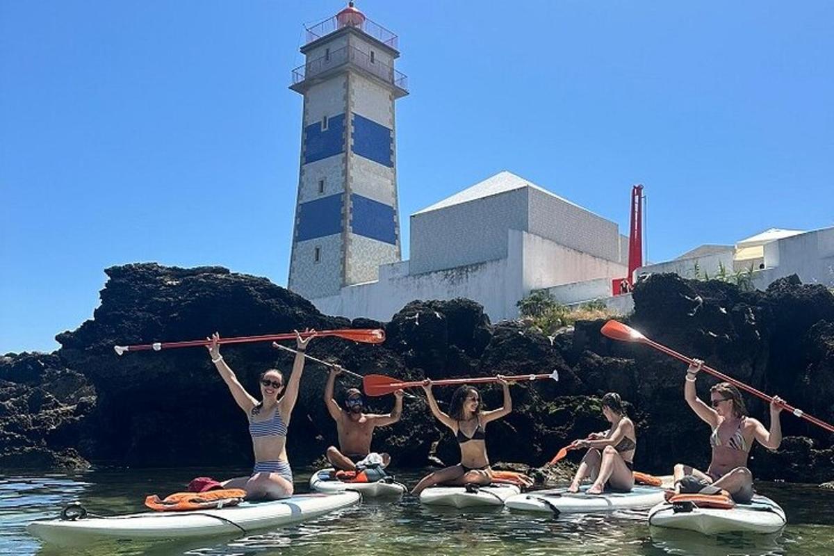 um grupo de mulheres na água segurando remos