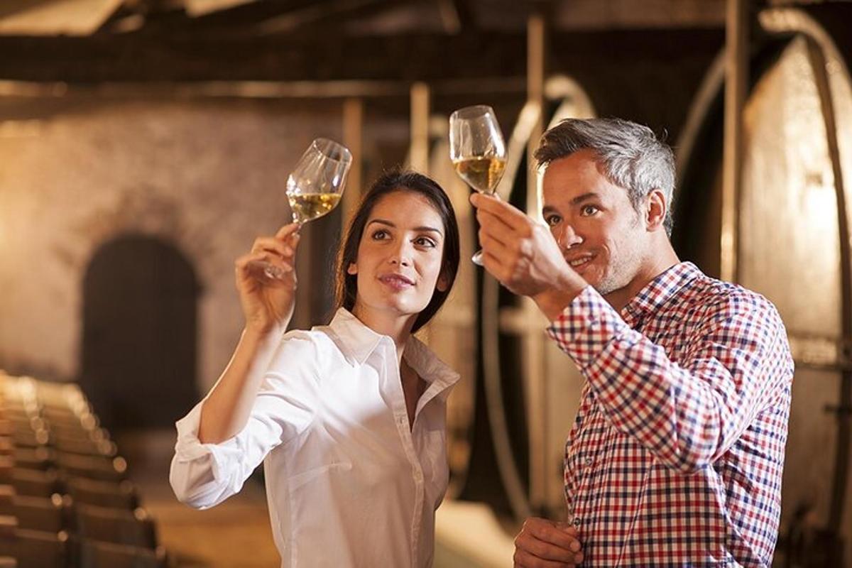 un bărbat și o femeie ținând pahare de vin