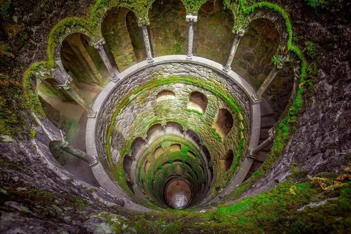 pohled na tunel se zeleným mechem