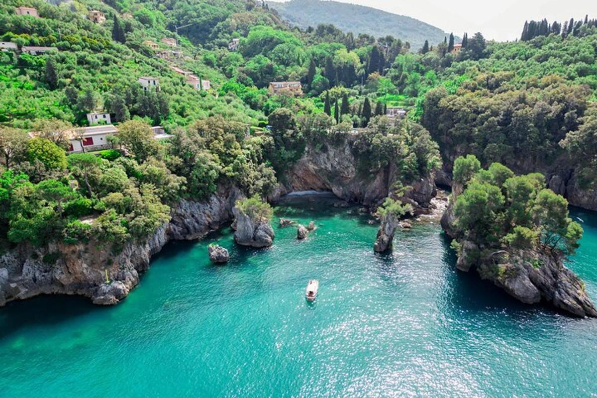 pemandangan udara sungai dengan batu dan pokok